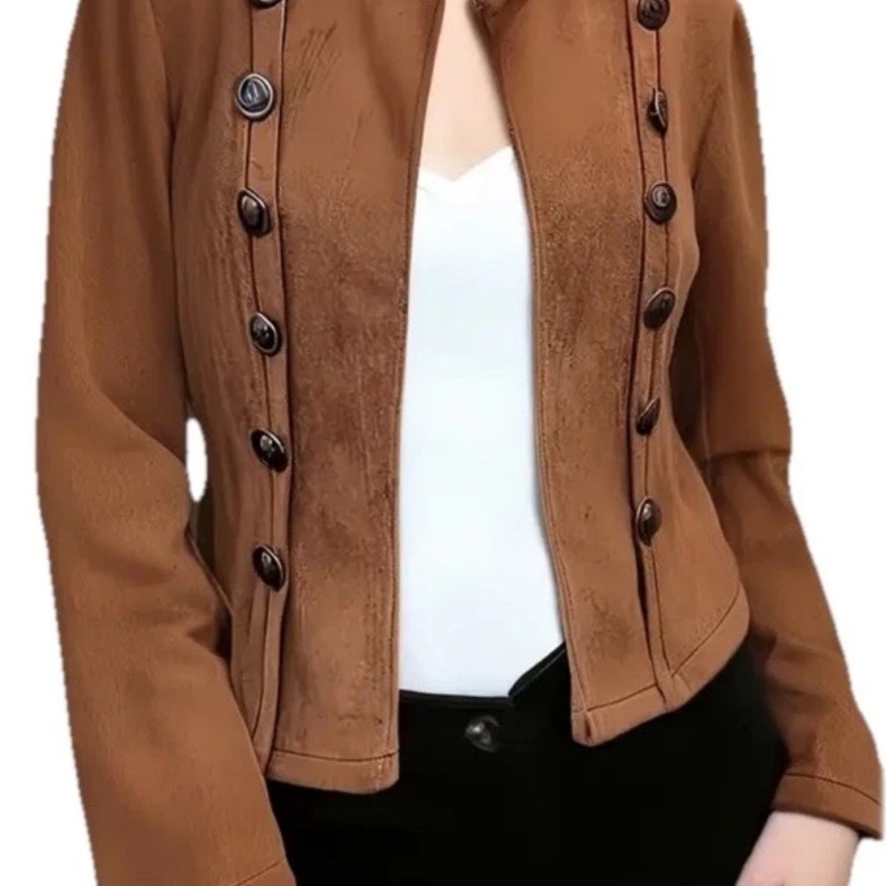 Elegant khaki faux suede jacket size medium NWOT